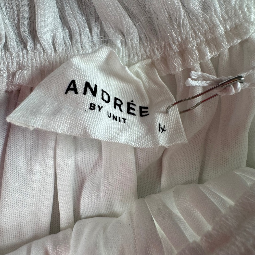 Andree By Unit White Smocked Tiered Romper Off Shoulder Puff Sleeve Fairy XL - Picture 3 of 7